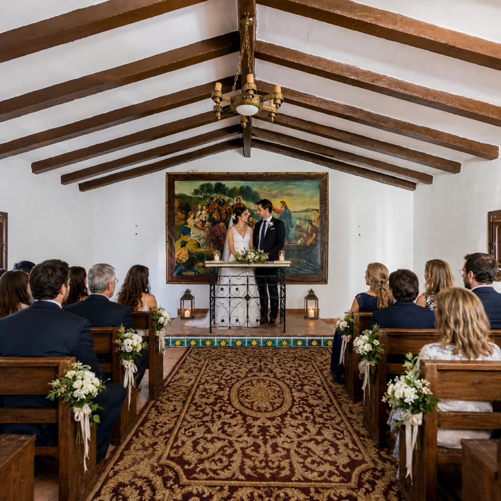 Rustieke trouwceremonie in een kapel
